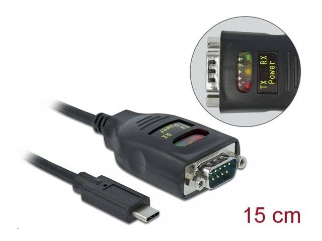 Delock Adapter USB Type-C to 1 x Serial RS-232 DB9 with 15 kV ESD protection