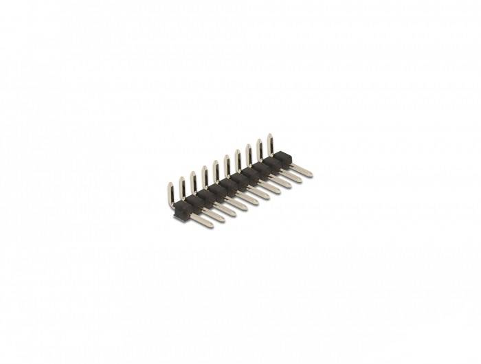 Delock - Pin-Header (10 polig, Abstand 2,54 mm) - Schwarz (Packung mit 5)