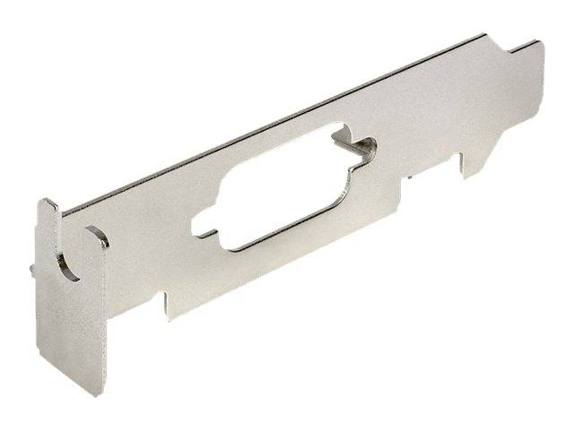 Metall-PCI-Steckplatzabdeckungshalterung mit zentraler Steckeröffnung und Montagelaschen, dargestellt auf weißem Hintergrund.
