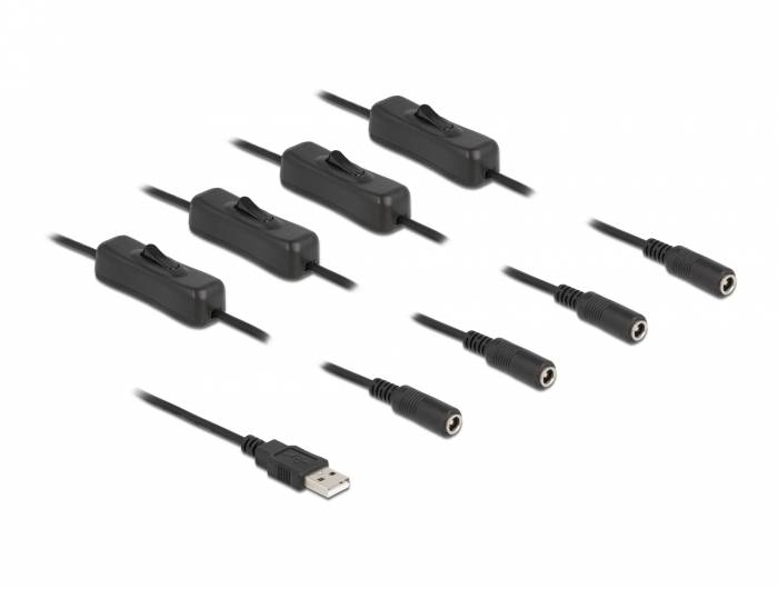 Delock - Netz-Splitter - USB (M) bis Gleichstromstecker 5,5 x 2,1 mm (W)