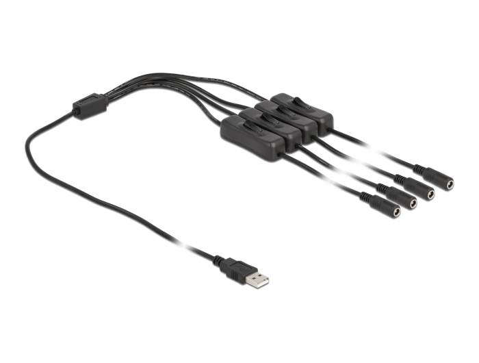 Delock - Netz-Splitter - USB (M) bis Gleichstromstecker 5,5 x 2,1 mm (W)