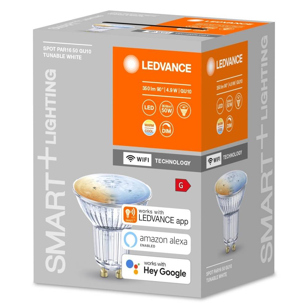 Smart Lighting' Box mit LEDVANCE PAR16 50 GU10 tunable white LED-Lampe; kompatibel mit LEDVANCE App, Amazon Alexa und Hey Google.