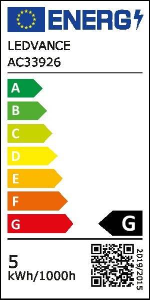 Energieeffizienz-Bewertungsskala mit farbigen Pfeilen von grün A bis rot G, die die Effizienzgrade von am effizientesten bis am wenigsten effizient anzeigen.