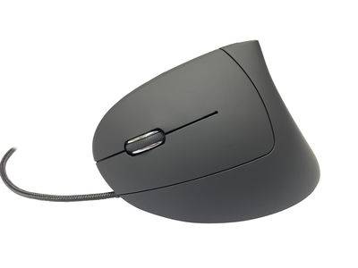 MediaRange MROS231, Linkshändig, Vertikale Ausführung, Optisch, USB Typ-A, 2400 DPI, Schwarz