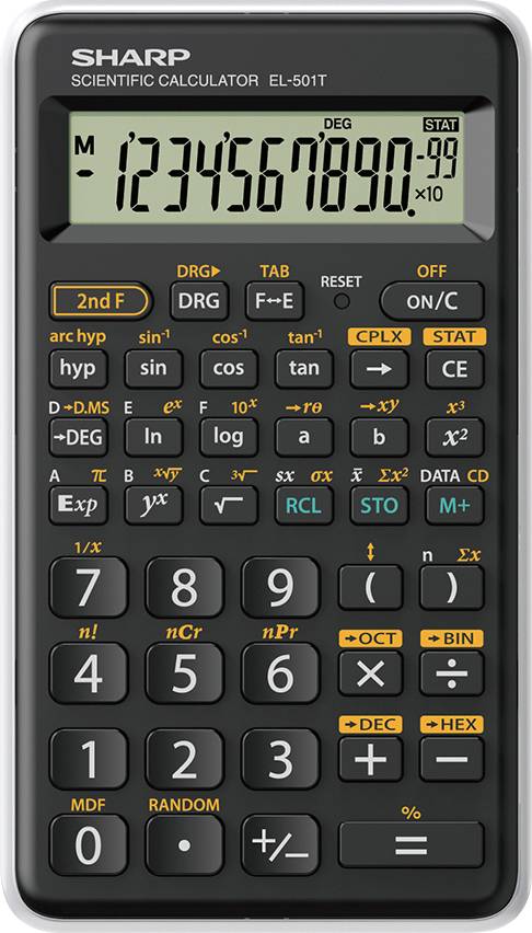 Sharp EL-501T - Tasche - Wissenschaftlicher Taschenrechner - 12 Ziffern - 1 Zeilen - Akku - Schwarz - Weiß