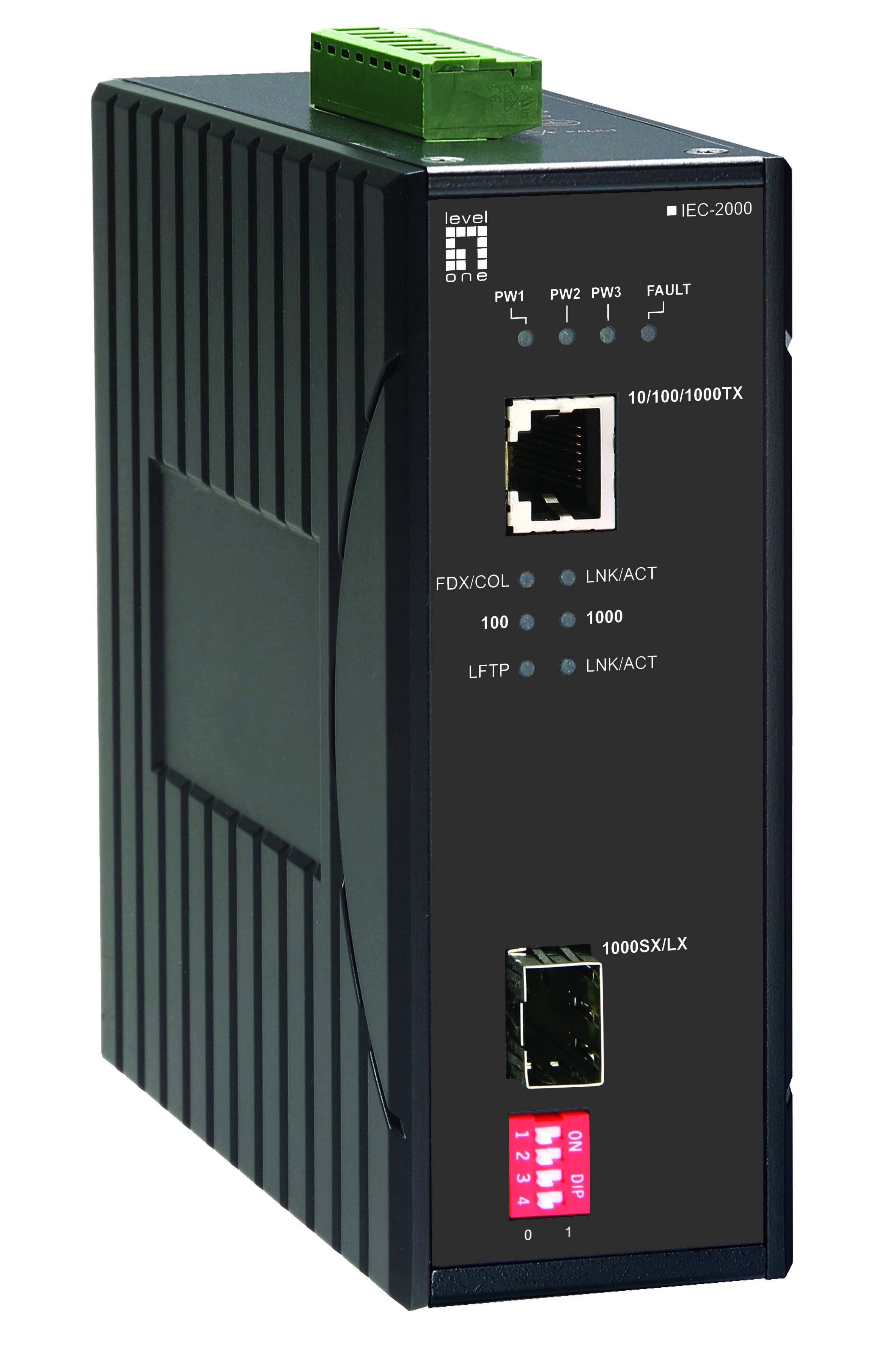 LevelOne IEC-2000 - Medienkonverter - 1GbE - 10Base-T, 100Base-TX, 1000Base-T, 1000Base-LX, 1000Base-SX - RJ-45 / SFP (m
