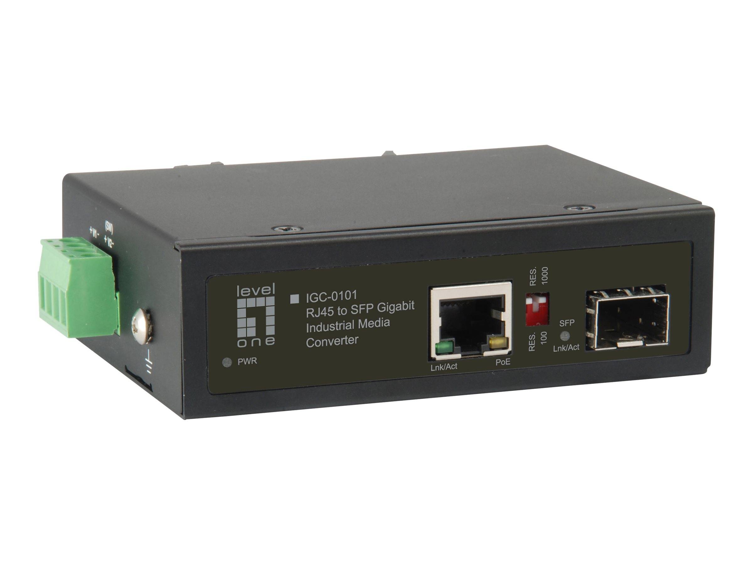 LevelOne IGC-0101 - Medienkonverter - 1GbE - 10Base-T, 100Base-TX, 1000Base-T, 1000Base-X - RJ-45 / SFP (mini-GBIC)
