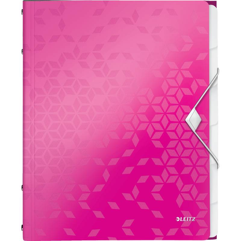 LEITZ Ordnungsmappe WOW, DIN A4, PP, 6 Fächer, pink-metallic