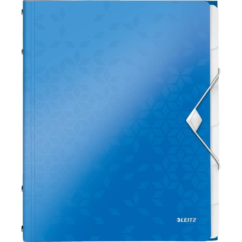 LEITZ Ordnungsmappe WOW, DIN A4, PP, 6 Fächer, blau-metallic