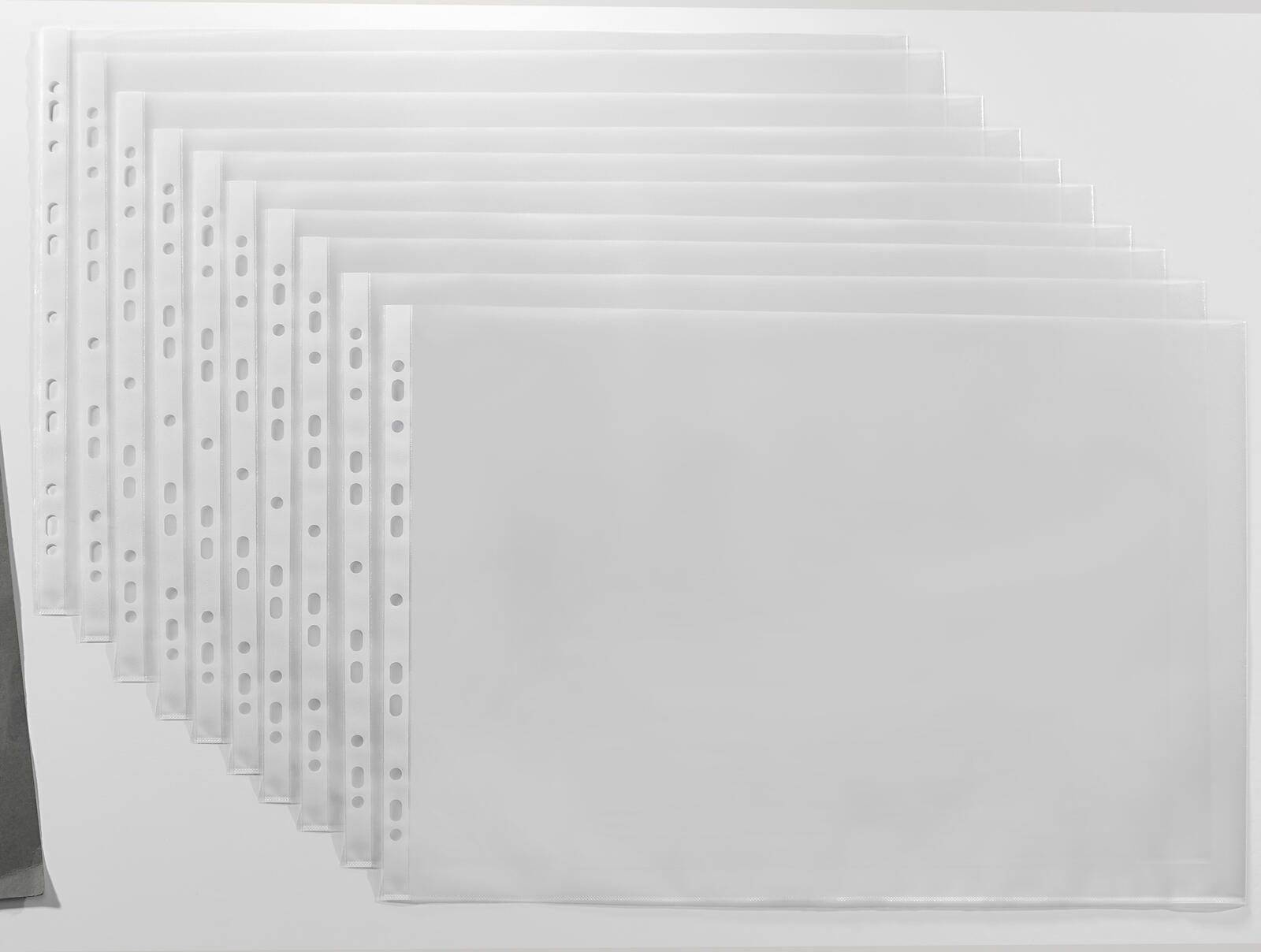 Lands 10 Prospekthüllen transparent genarbt