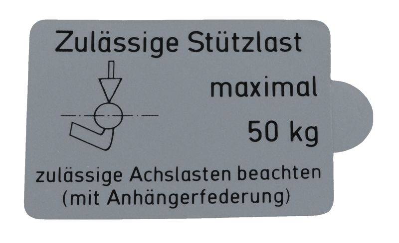 1 Stück - Aufkleber Stützlast 50 kg - Klebefolie