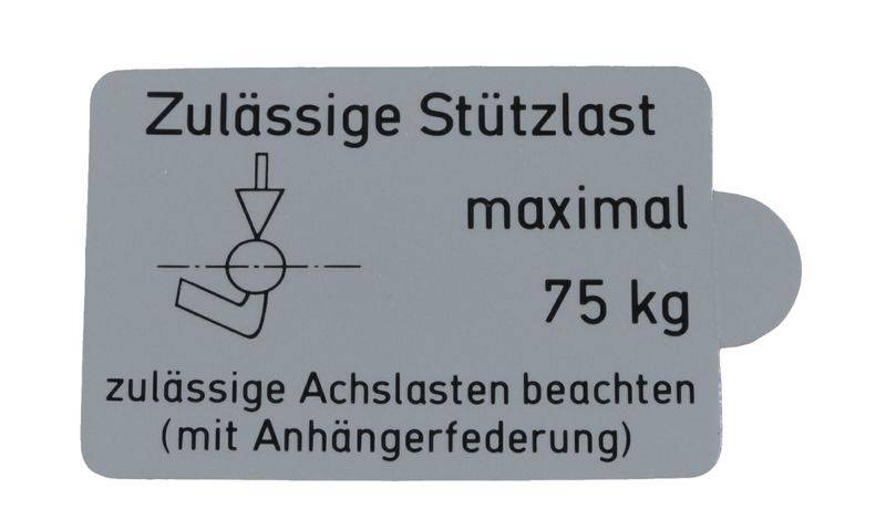 1 Stück - Aufkleber Stützlast 75 kg - Klebefolie