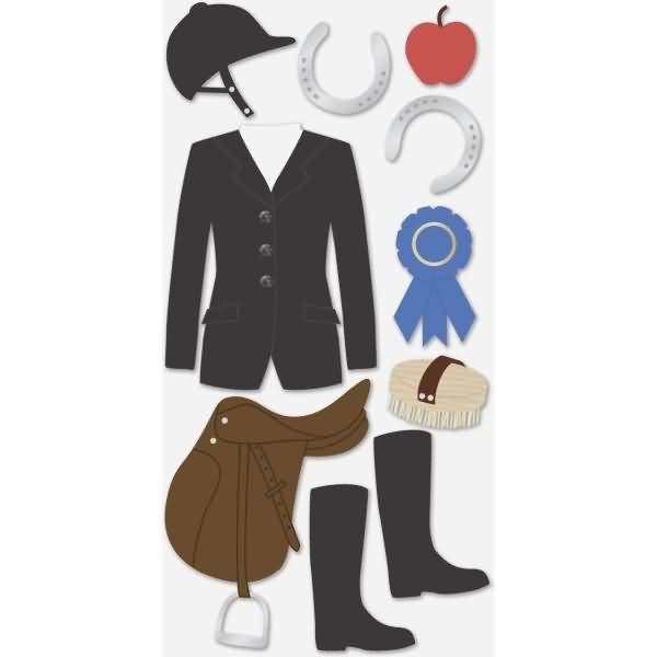 Sticker-Etikett Reiten 7 Stück bunt