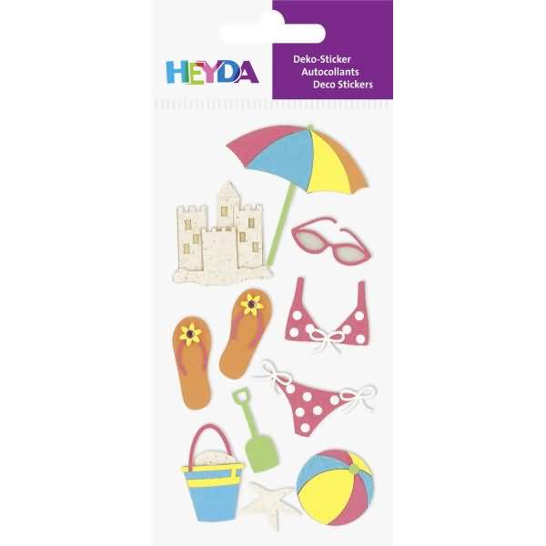 Sticker-Etikett Strand 10 Stück bunt