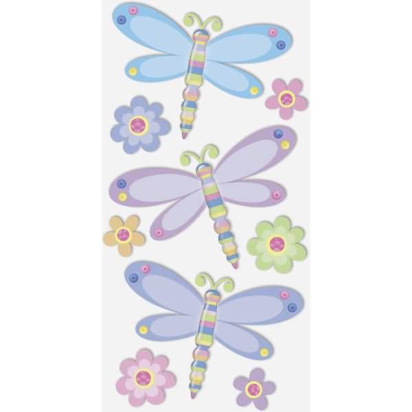 Sticker-Etikett Libellen 9 Stück bunt