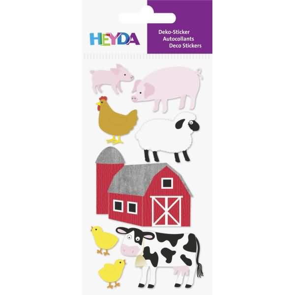 Sticker-Etikett Farmtiere 8 Stück bunt