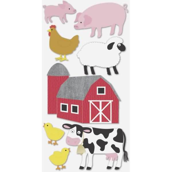 Sticker-Etikett Farmtiere 8 Stück bunt