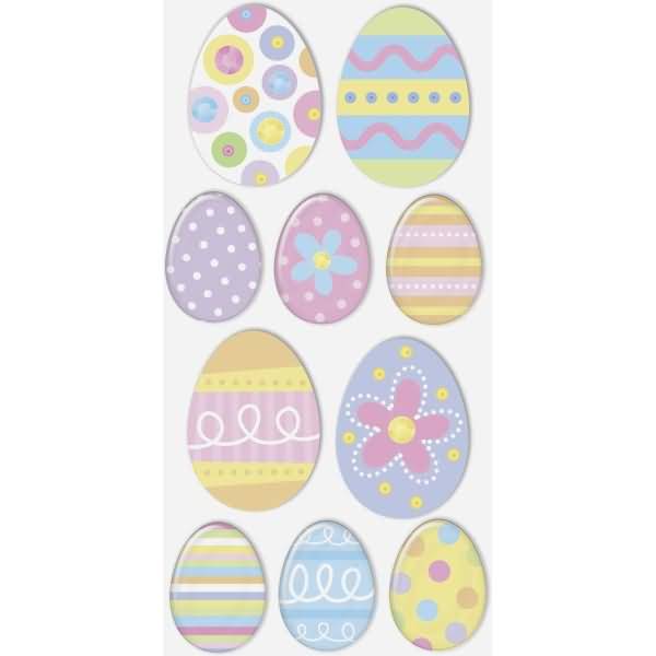 Sticker-Etikett Ostereier 10 Stück bunt