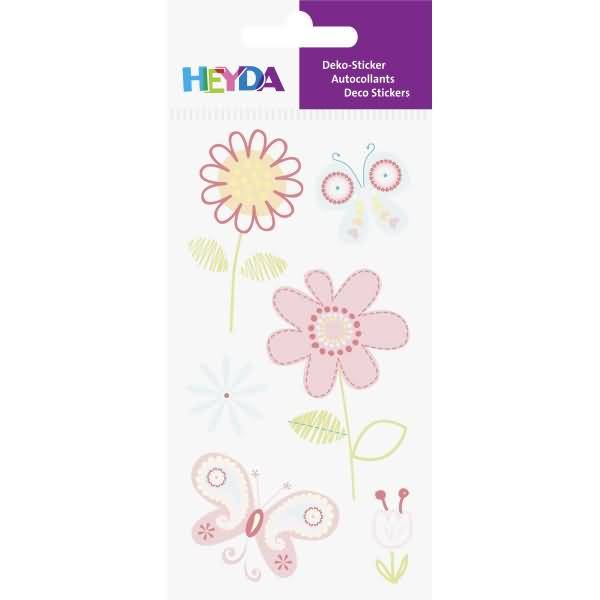 Sticker-Etikett Blumen rosa 6 Stück bunt