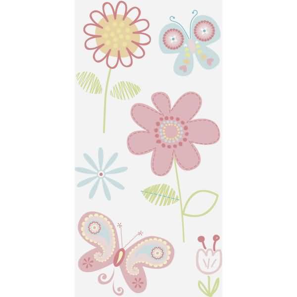 Sticker-Etikett Blumen rosa 6 Stück bunt