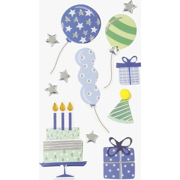 Sticker-Etikett Party Boy 7 Stück bunt