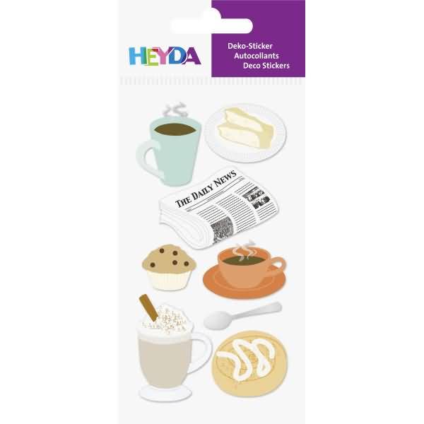 Sticker-Etikett Kaffee 7 Stück bunt