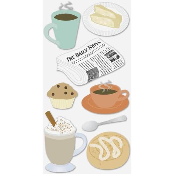 Sticker-Etikett Kaffee 7 Stück bunt