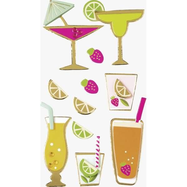 Sticker-Etikett Cocktails 6 Stück bunt