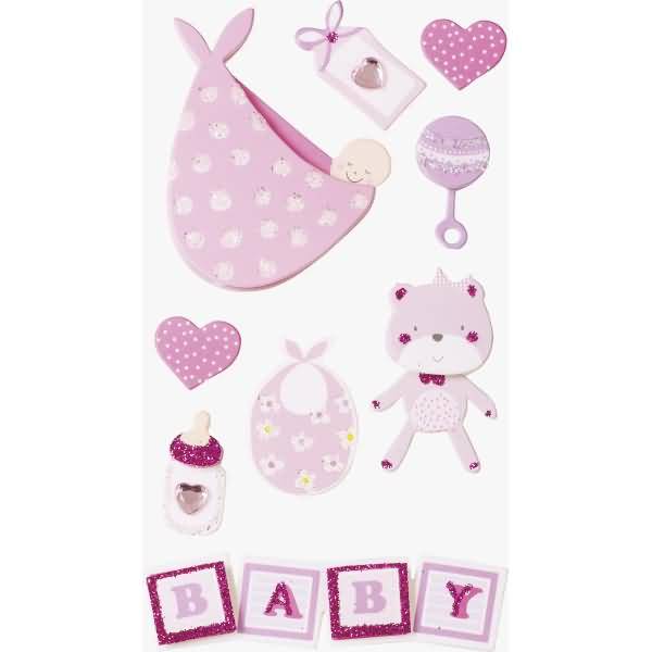Sticker-Etikett Baby Girl 2 8 Stück bunt
