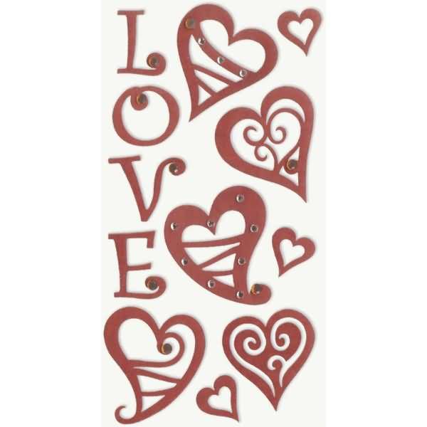 Sticker-Etikett Herzen 8 Stück bunt