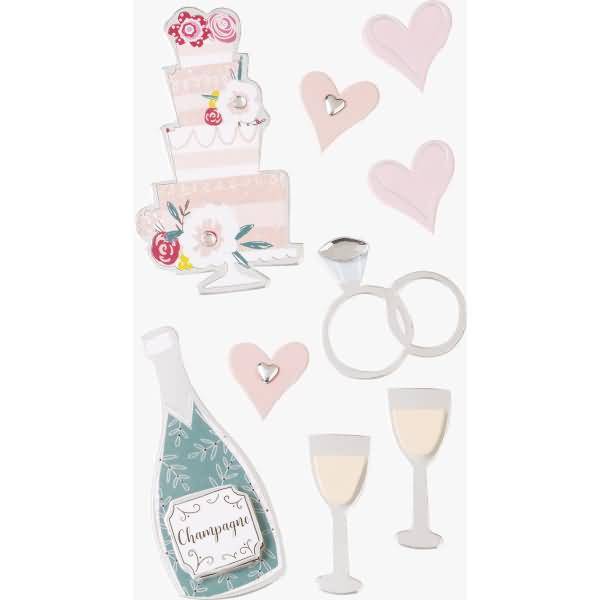 Sticker-Etikett Hochzeitstag 5 Stück bunt