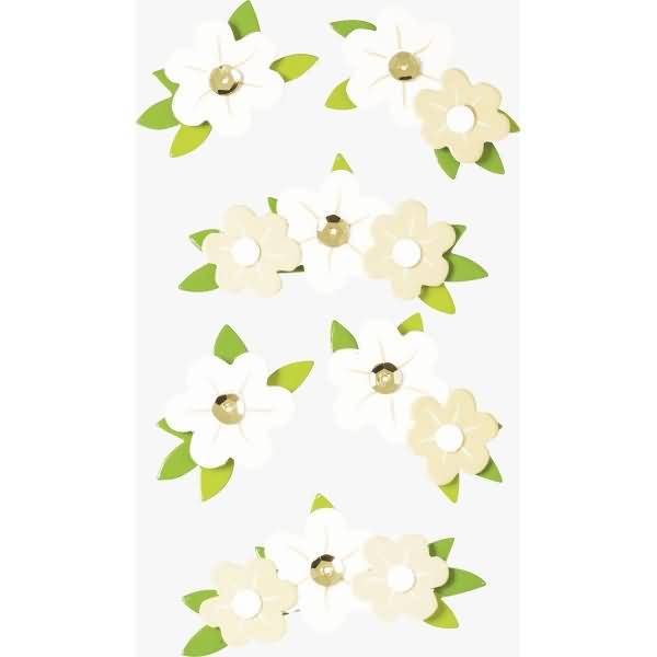 Sticker-Etikett Blumen weiß 6 Stück bunt