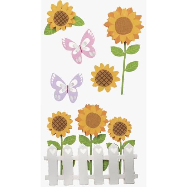 Sticker-Etikett Sonnenblumen 5 Stück bunt
