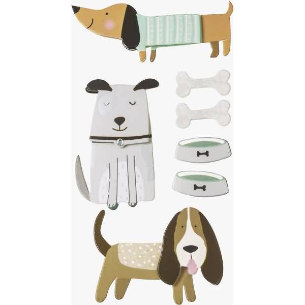 Sticker-Etikett Hunde 6 Stück bunt