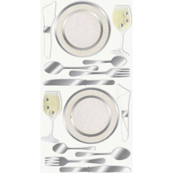 Sticker-Etikett Dinner Party 8 Stück bunt