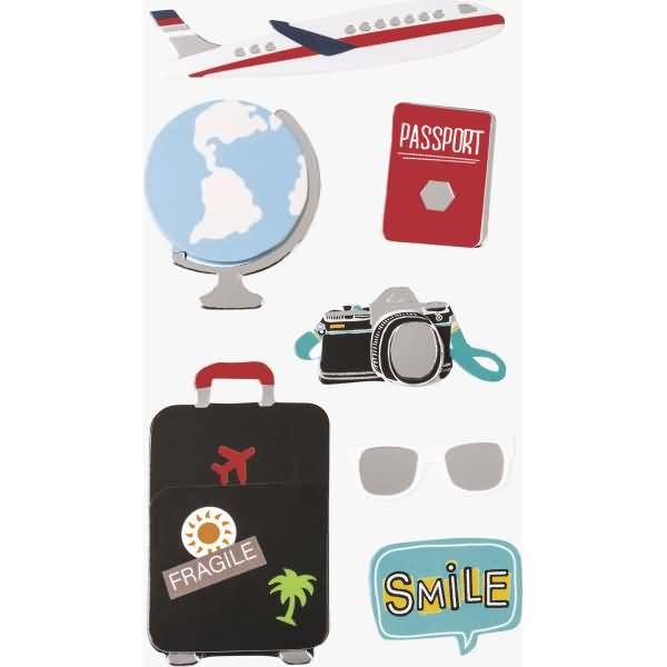 Sticker-Etikett Reise 7 Stück bunt