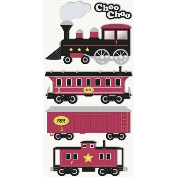 Sticker-Etikett Zug 5 Stück bunt