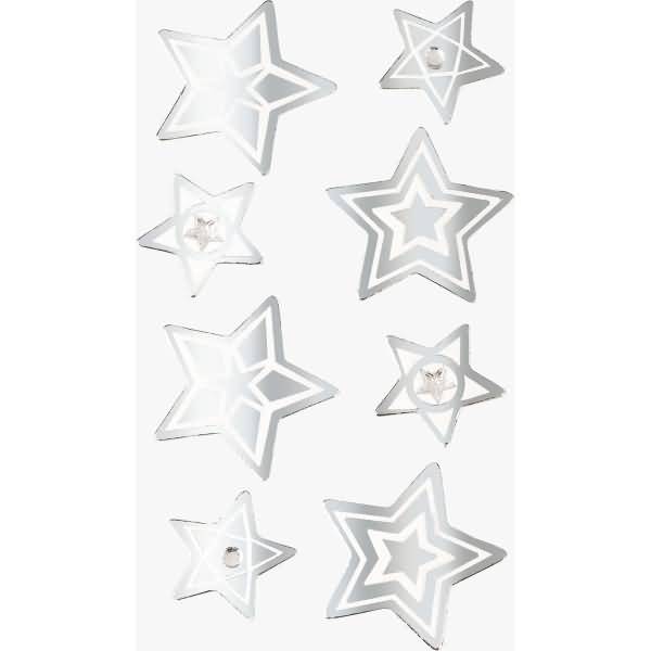Sticker-Etikett Silbersterne 8 Stück bunt