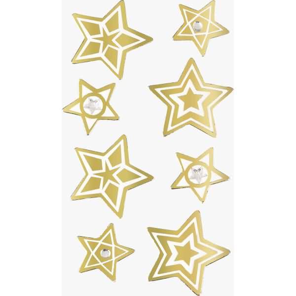 Sticker-Etikett Goldsterne 8 Stück bunt