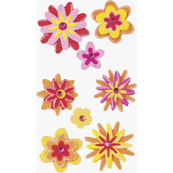 Sticker-Etikett Blumen Mix 11 Stück 4-farbig