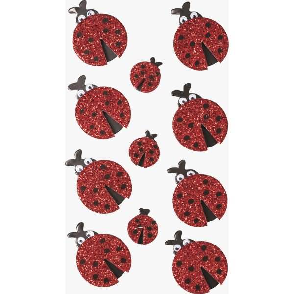 Sticker-Etikett Marienkäfer 8 Stück 4-farbig