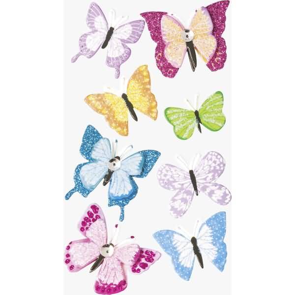 Sticker-Etikett Schmetterlinge 2 8 Stück 4-farbig