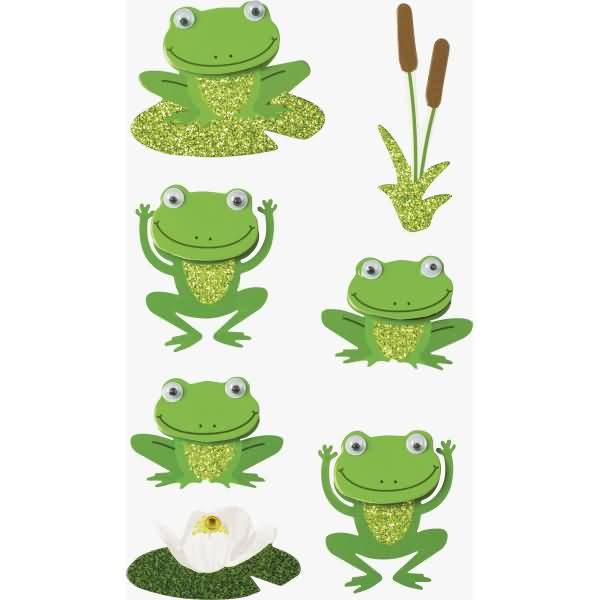 Sticker-Etikett Frösche 2 8 Stück 4-farbig