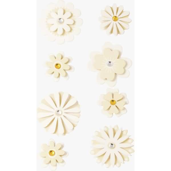 Sticker-Etikett Blumen weiß 8 Stück 4-farbig