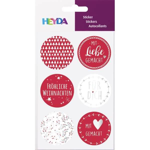 Sticker Weihnachten rund rot