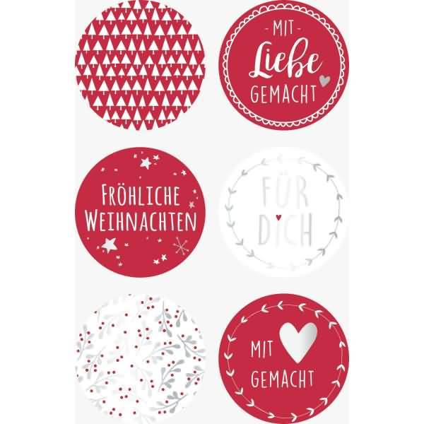 Sticker Weihnachten rund rot