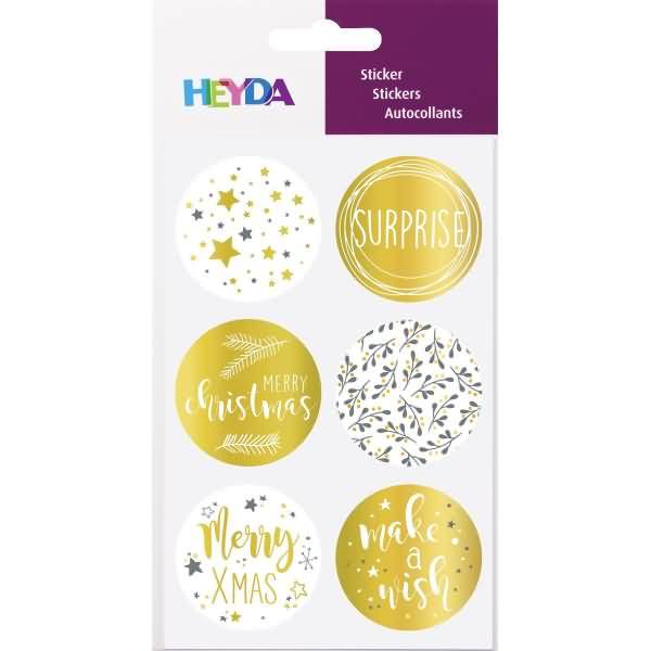 Sticker Xmas rund gold