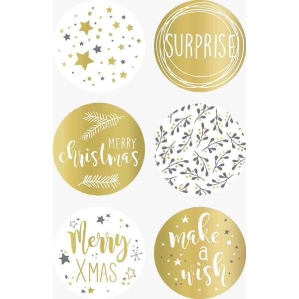 Sticker Xmas rund gold