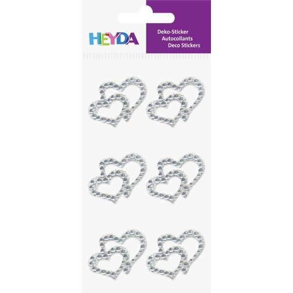 Sticker-Etikett Acrylsteinen Herzen rund glasklar 6 Stück