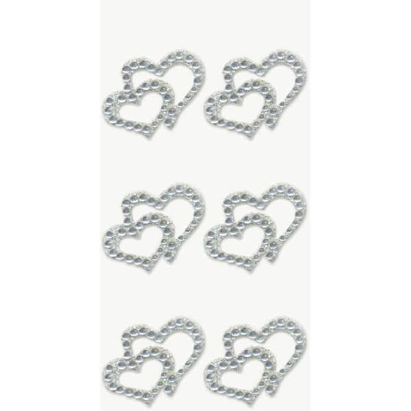 Sticker-Etikett Acrylsteinen Herzen rund glasklar 6 Stück